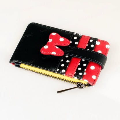 Cute Bow Dot High-Quality Zipper Wallet, Fashionable Personalized Card Holder, Stylish Coin Purse, Trendy Accessory for Daily Good Vibrations