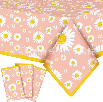 Pink Daisy Theme Disposable Tableware Flower Plate Napkin Straws Banner Birthday Party Baby Shower Wedding Decorations Supplies Good Vibrations