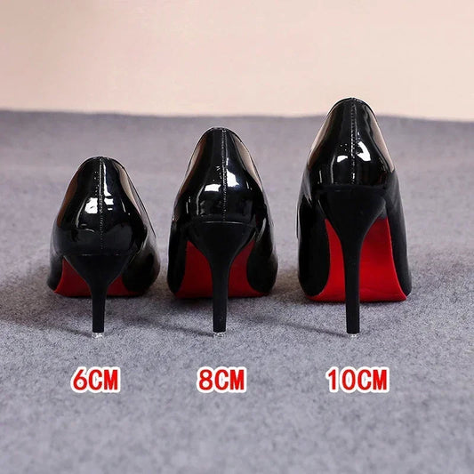 Sexy Red Bottom Women High Heels Classic Ladies Pumps Autumn Soft Leather Dress Heel Shoes for Women Banquet Wedding High Heels Good Vibrations