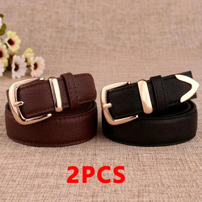 Fashion Women Leather Belts High Quality Gold Buckle Best Matching Dress Jeans Belts for Lady LB2146 Good Vibrations