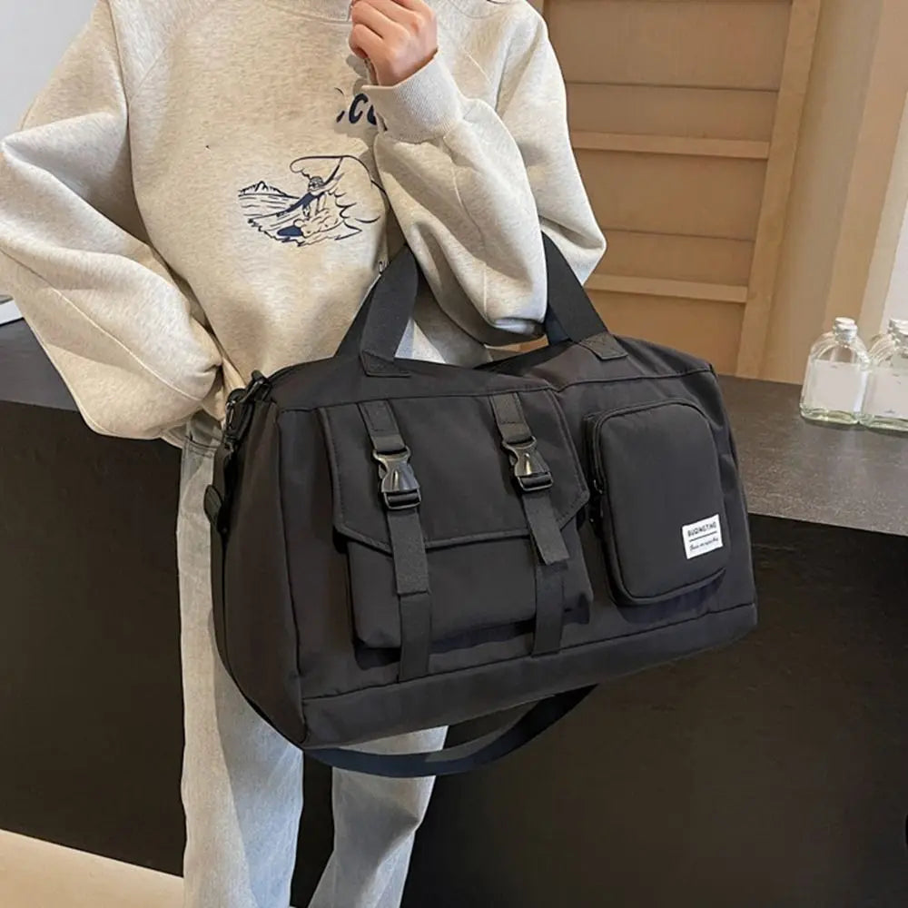 Oxford Fitness Duffel Bag Single Shoulder Lightweight Travel Luggage Bag Waterproof Large Capacity Weekender Bag Sports Good Vibrations