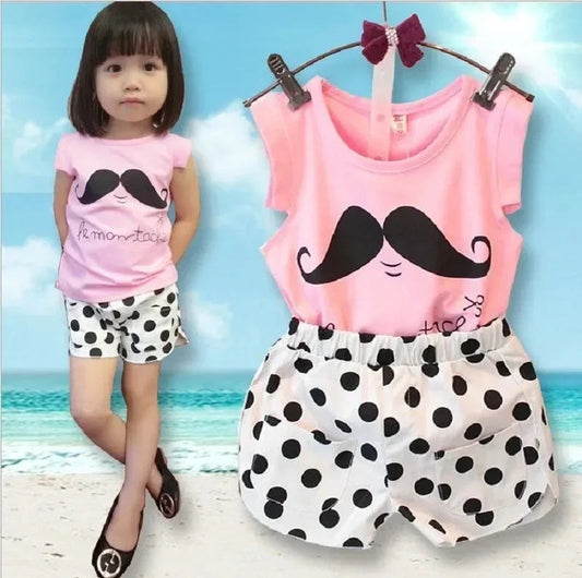 2-5Years Baby Girls Clothing Set Summer Short Sleeve T-shirt with Short Pants Cotton Set for Little Girls  Kids Clothes Girls Good Vibrations