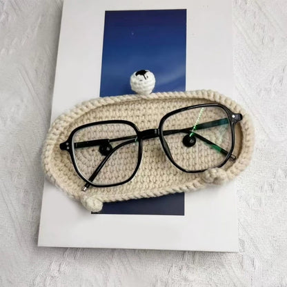 Handmade Crochet Cute Animal Theme Glasses Holder Eyeglass Protective Storage Tray for Home Desk Eyewear Organizers Gift Good Vibrations