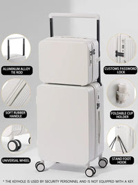 20+14"24+14" Luggage Set with USB & Cup Holder TSA Lock 360° Wheels Side-standing foot hook PC+ABS Suitcase Foldable Travel case Good Vibrations