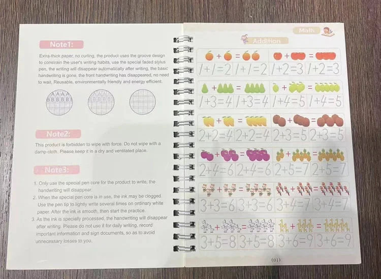 4 Books Montessori SANK English Magic Copybook Reusable Writing Practice 3D Calligraphy Book Wipe-free Education Books Good Vibrations