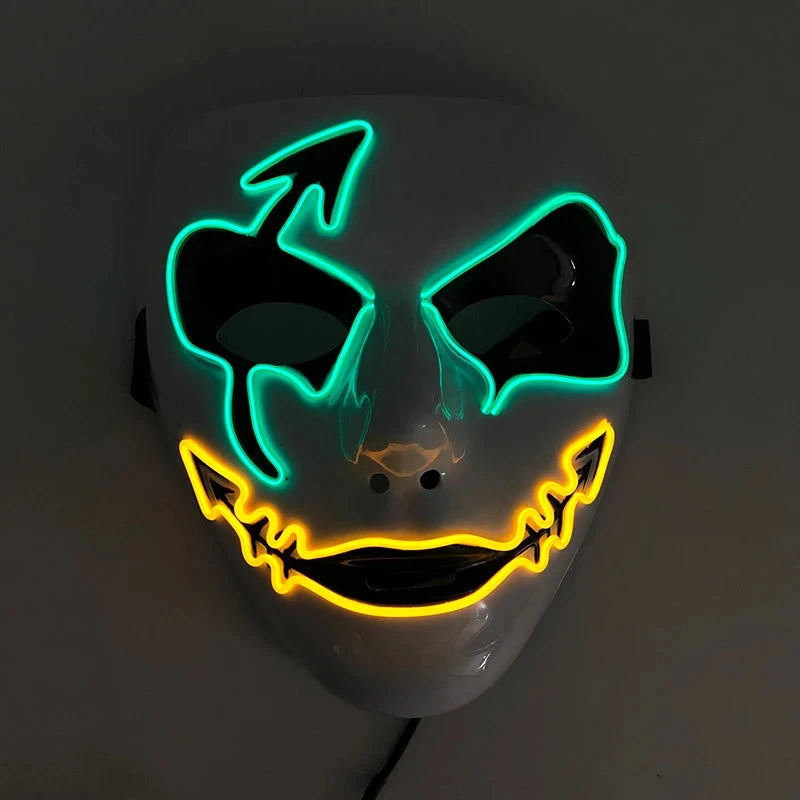 Halloween Carnival Party Costume Decoration Luminous LED Mask Halloween Mask LED Maske Light Up Party Masks for Glow Party Good Vibrations