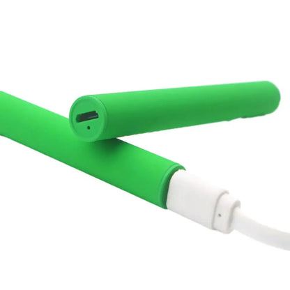 510 thread battery pen in green with USB charging, compact design.