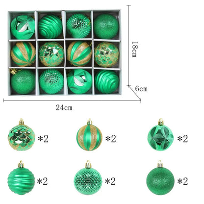 12PCS High-quality Plastic Christmas Ball Set 6CM Suspensable Xmas Ornament Ball 6 Colors Xmas Baubles Scene Supplies Good Vibrations