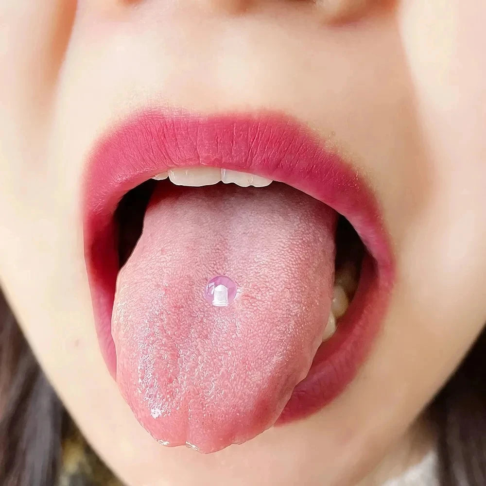 2 Pieces 14G 16mm Night Glow Flexible Acrylic Straight Tongue Ring pacifier Ring Fixed Perforated For Woman and Man Good Vibrations