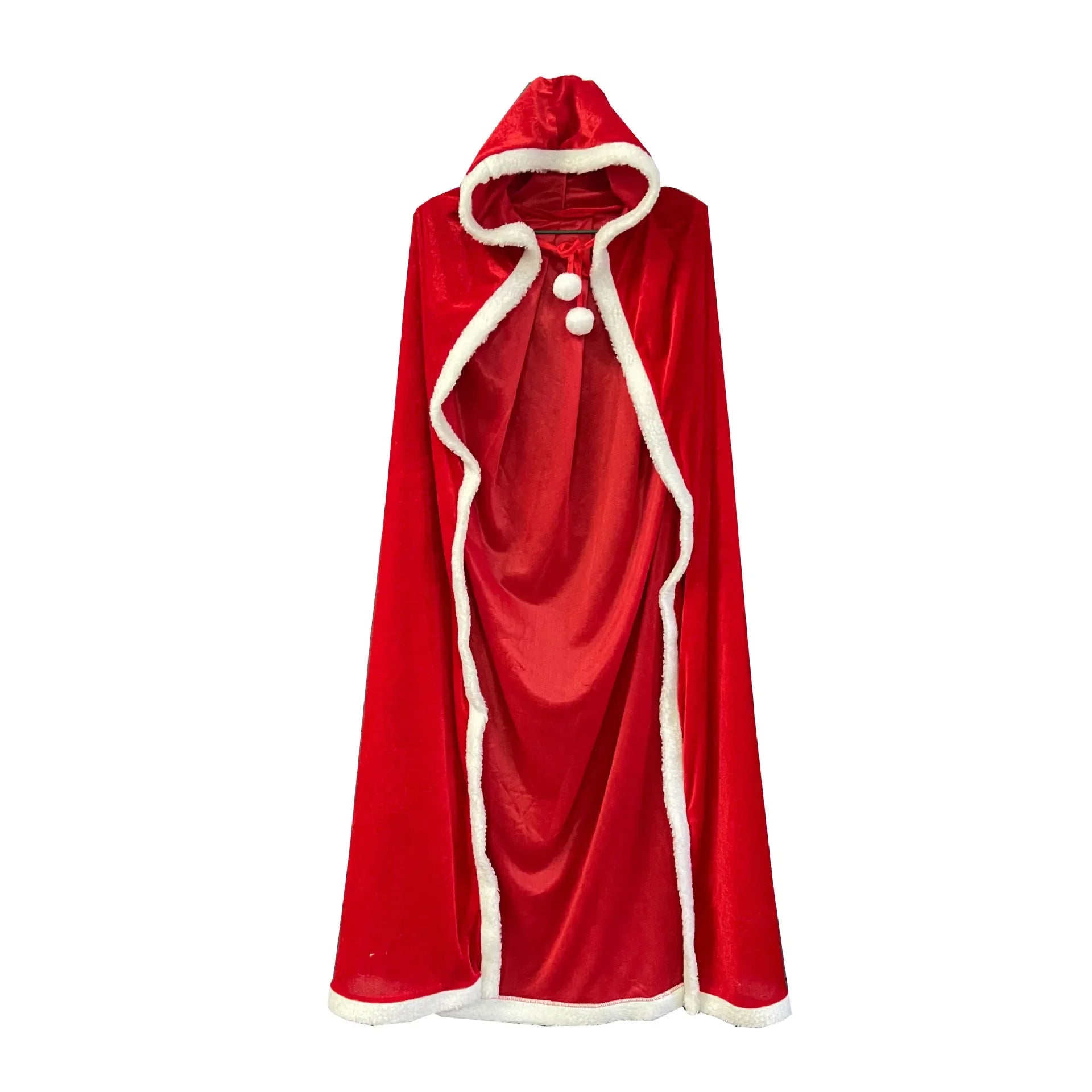 Christmas Shawl Cape Hooded Santa Claus Costume Christmas Performance Costume Red with Hat Cosplay Costume Winter Warm Coat Good Vibrations
