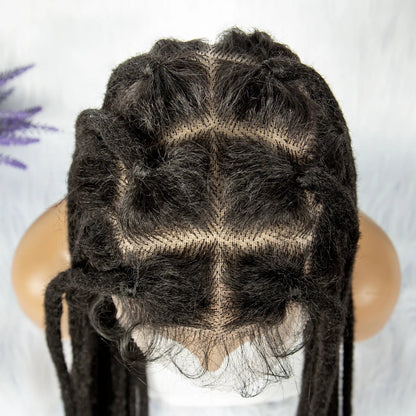 KIMA 60 inches Full Lace Braided Wigs Synthetic Lace Wigs Braided Wigs Crochet Wigs Faus Locs Braided Wigs for Black Women Good Vibrations