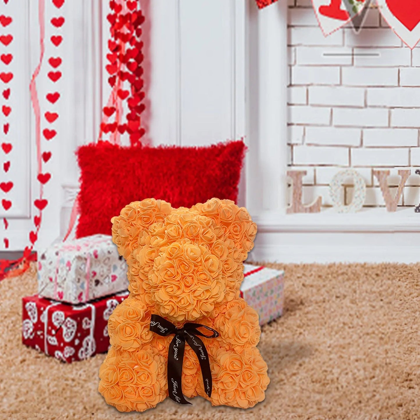 Rose Bear NEW Valentines Day Gifts 25cm Flower Bears Artificial Floral Decorations Mother' DAY Gift For Girlfriend Festival And Good Vibrations