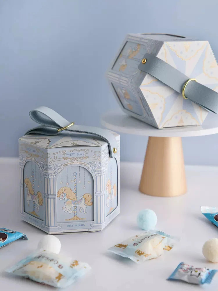Gift Distribution Box,Carousel Horses,Candy Box Packaging for Baby Shower,Wedding, Birthday,Happy Circus Theme Party Decoration Good Vibrations