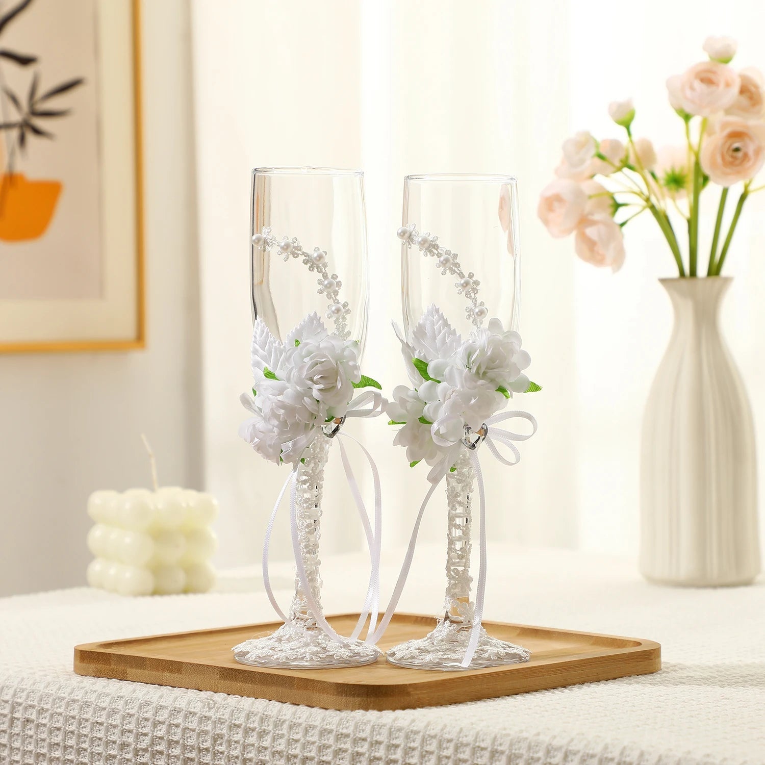 Wedding Champagne Glasses for Bride and Groom Wedding Toasting Flutes Good Vibrations