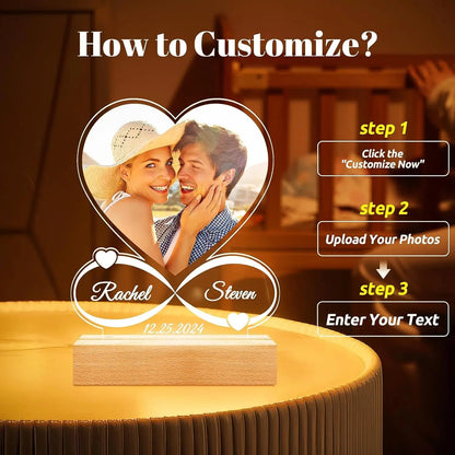 Custom Couples Gifts Personalized Photo Frame With Night Light Anniversary Valentine's Day Gifts for Women Men Girlfriend Him Good Vibrations Adult Super Store