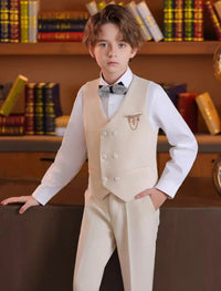 Classic Boy's Suit Set Sequin Suit Jacket Vest Pants Set Tuxedo For Boys Flower Boy Mini Suit Evening Party Wedding Suit For Boy Good Vibrations