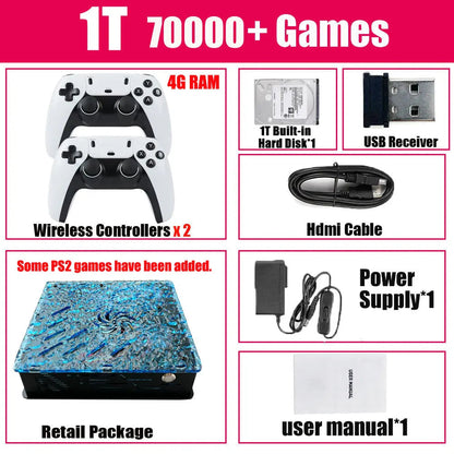 2025 New Retro Video Game Console X10 with 70000 Games 60 Emulators For PS2/N64/GAMECUBE/XBOX with Gamepad Kid Gift Game Box Good Vibrations