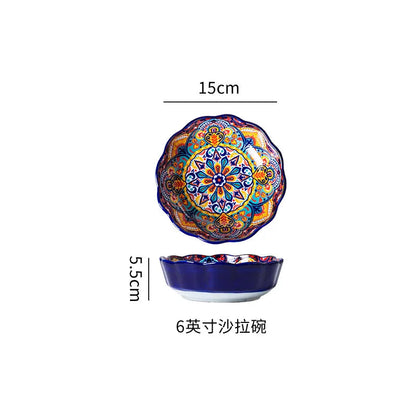 Ceramic Tableware Set Rice Bowl Serving Plate Creative Cutlery Soup Plate Noodle Handle Bowl Sauce Dish Steak Salad Fruit Plate Good Vibrations