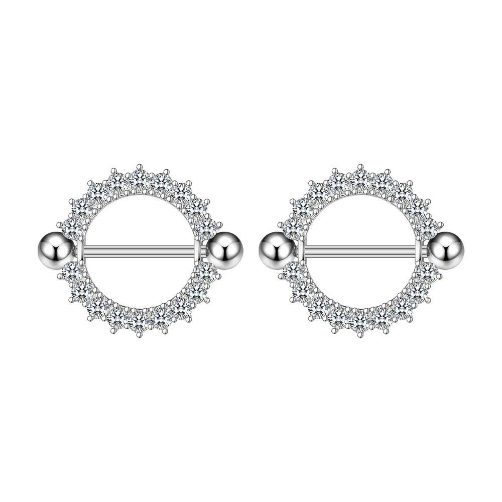 2pcs Both Sides Screwed Heart Nipple Ring for Women Girls 14G Stainless Blue Pink Zircon Sexy Nipple piercing nombril Nipple Bar Good Vibrations