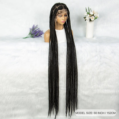 KIMA 60 inches Full Lace Braided Wigs Synthetic Lace Wigs Braided Wigs Crochet Wigs Faus Locs Braided Wigs for Black Women Good Vibrations