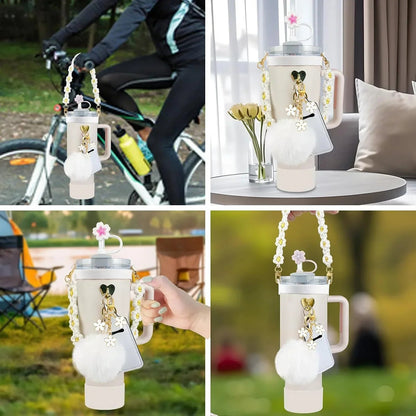 12PCS Accessories for Stanley Cup 30/40 oz Tumbler Water Bottle Handle Strap Straw Toppers Keychain Charms Silicone Cup Boot Good Vibrations Adult Super Store