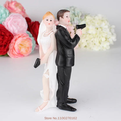 Cake Toppers Dolls Bride and Groom Figurines Funny Wedding Cake Toppers Stand Topper Decoration Supplies Marry Figurine Good Vibrations