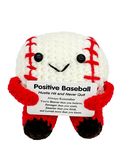 Funny Positive Baseball Hug Pocket Hug Mini Handmade Knitted Doll Cute Desktop Decoration Birthday Holiday Gift Home Decoration Good Vibrations