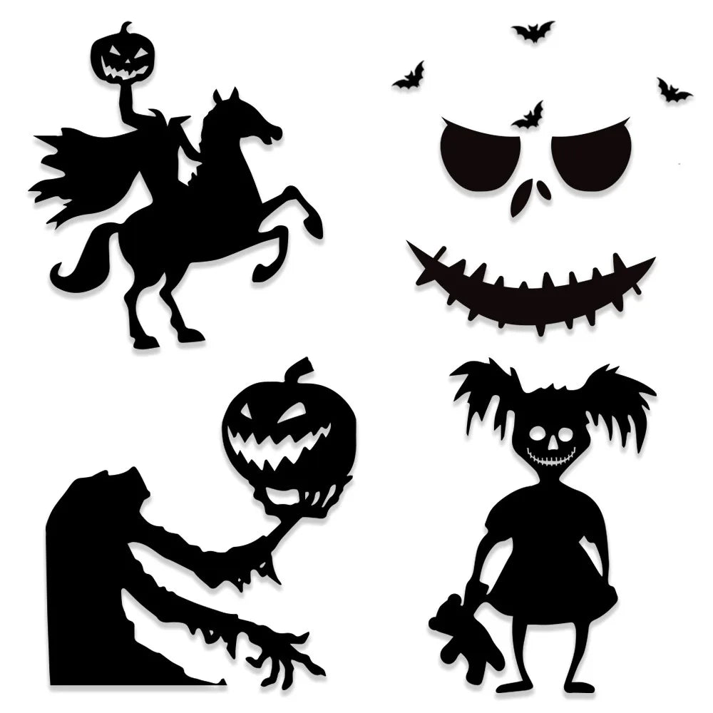 Halloween decoration room door stickers window decor skeleton hand pumpkin DIY devil witch hat glass window stickers ghost Good Vibrations