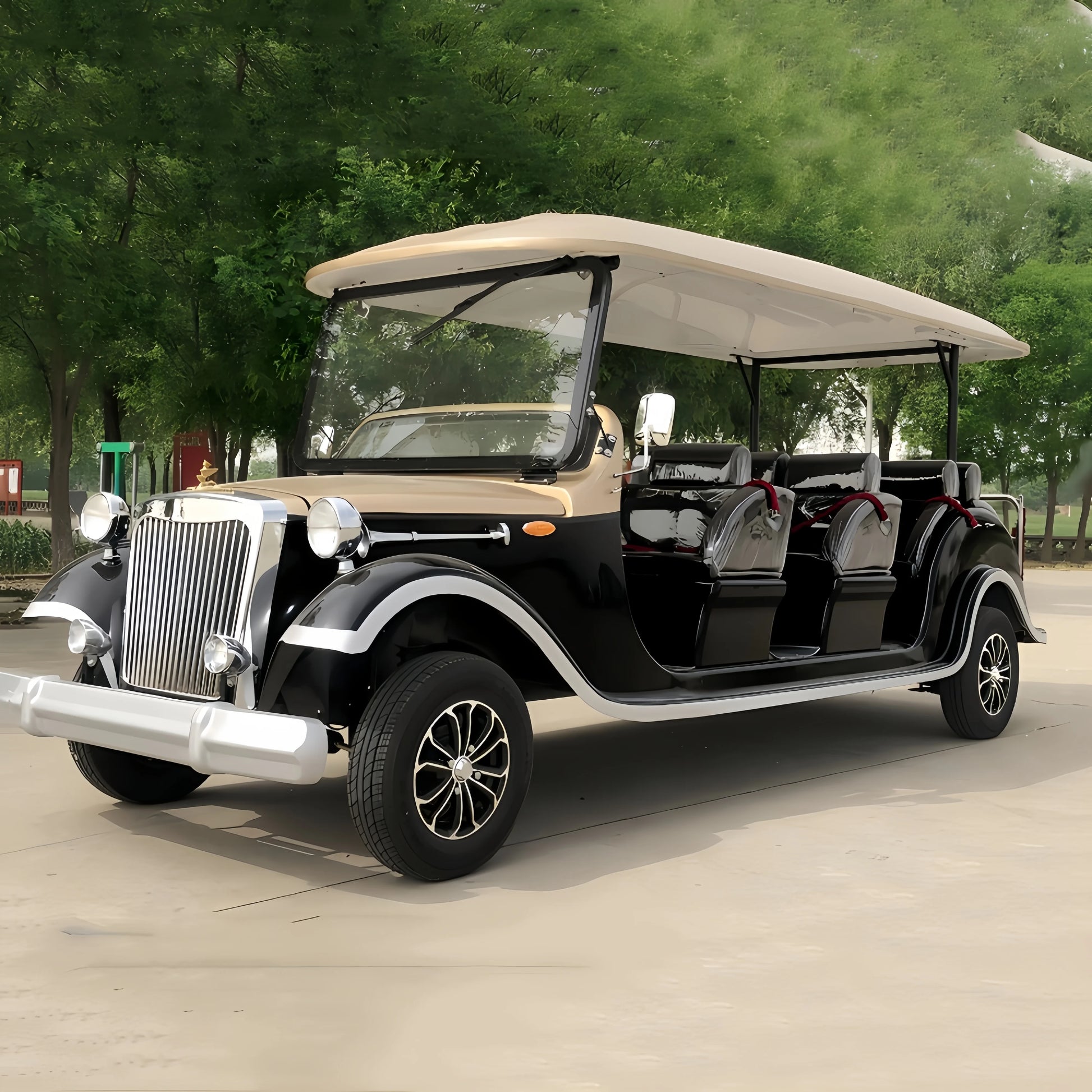 2025  New Design Outdoor Vintage Car Hot 6 Seat Electric 4 Wheel Classic Car Vacation Villages Factory Cheap Price 3+3 Club Car Good Vibrations
