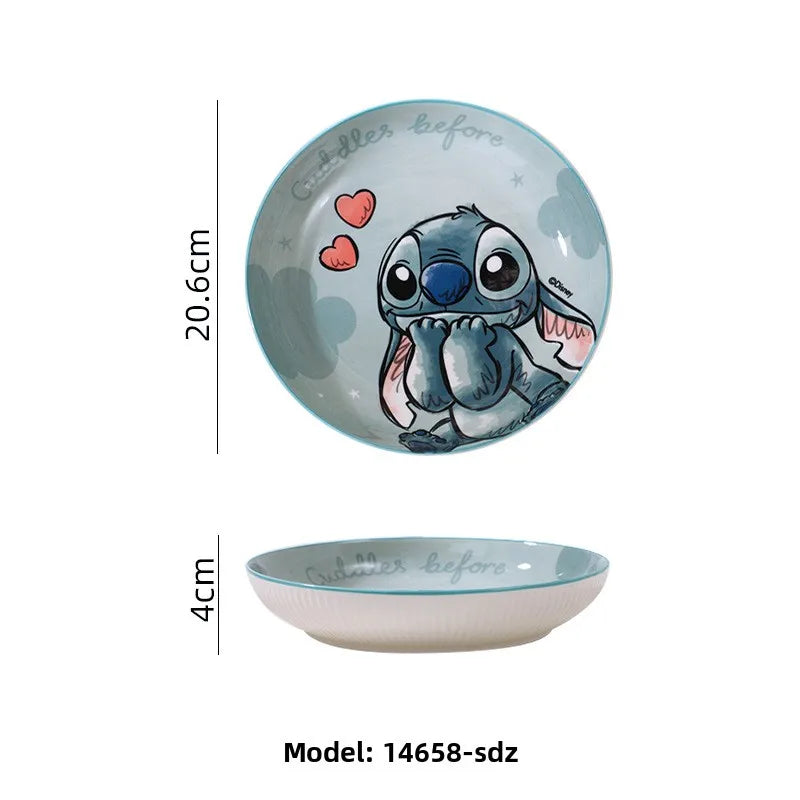 Stitch Dinnerware High Quality Ceramic Bowl Children's Adult Tableware Cartoon Disc Microwave Oven Available Housewarming Gift Good Vibrations