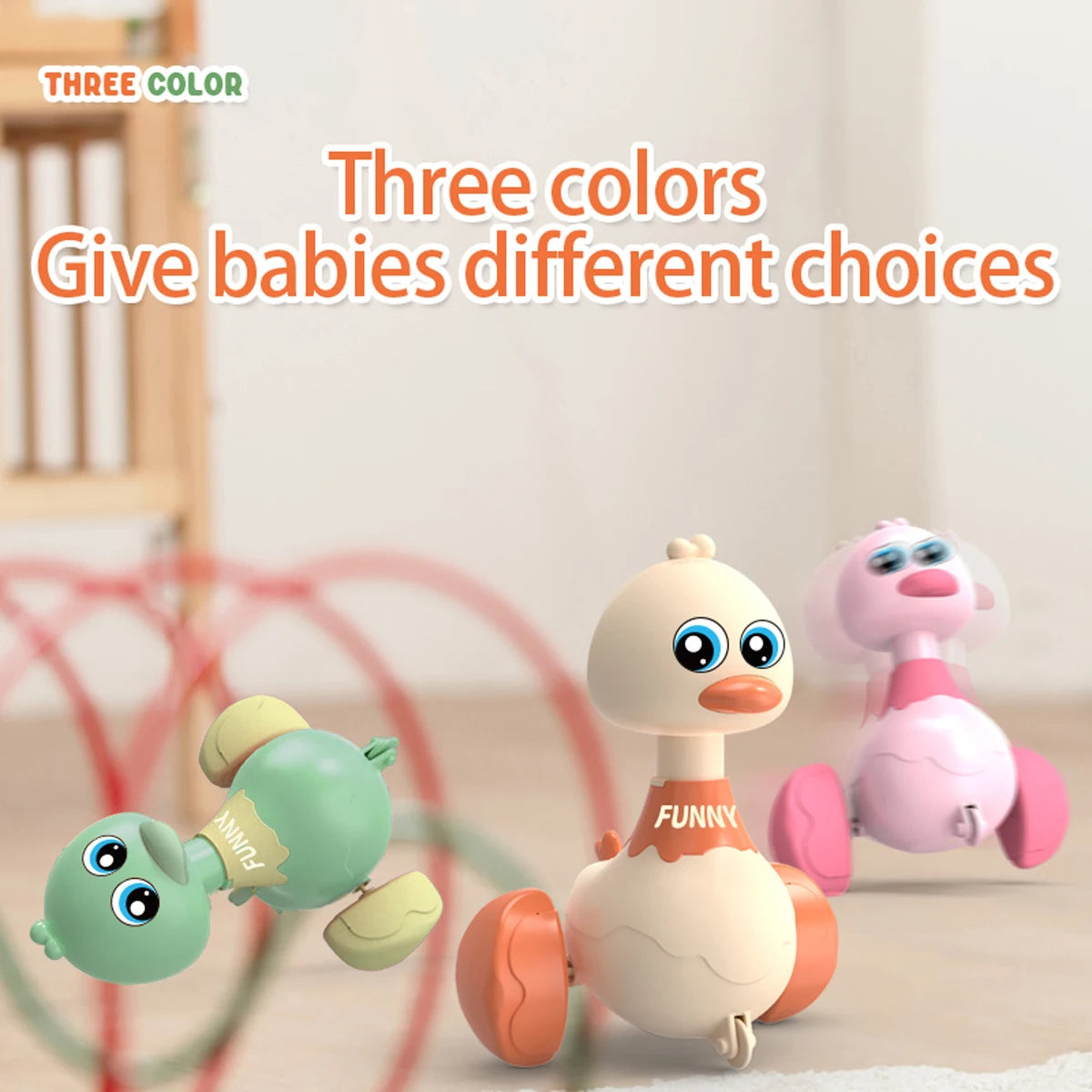 Baby Toy Swing Duck Toy Cartoon Press Vehicles Glide Animal Inertia Pull Back Cars Early Education Toys for Toddlers Boys Girls Good Vibrations