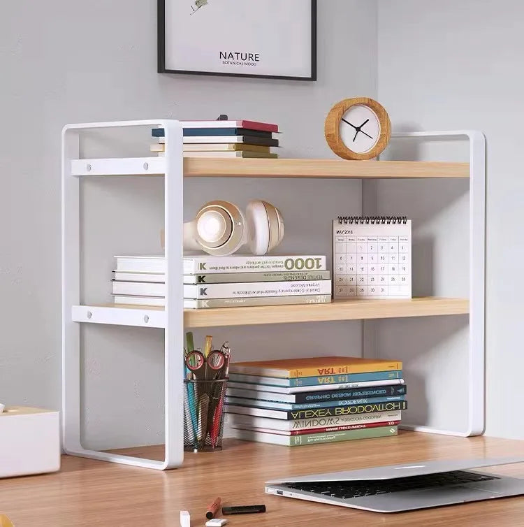 Shelf Desktop Storage  Bookshelf Student Desk Shelves Racks Office Computer Desk Tiered Cabinet Home Storage Holders Organizer Good Vibrations