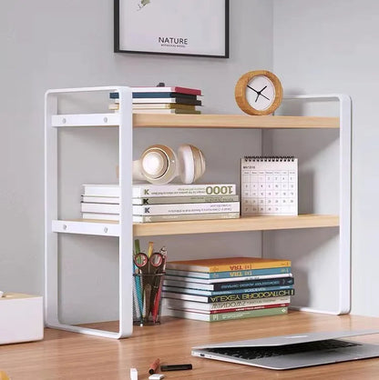 Shelf Desktop Storage  Bookshelf Student Desk Shelves Racks Office Computer Desk Tiered Cabinet Home Storage Holders Organizer Good Vibrations