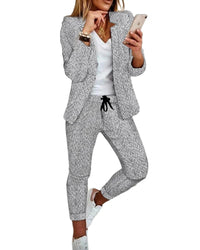 Ladies Commuter Wear Notched Collar Long-Sleeve Suit Jacket Casual Pants Elegant Office Work Clothes 2023 Fashion Two-Piece Set Good Vibrations