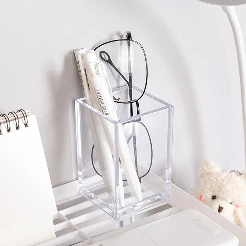 Make Up Organizer Plastic Makeup Brush Pot Storage Acrylic For Cosmetics Holder Desk Cosmetic Storage Container Good Vibrations