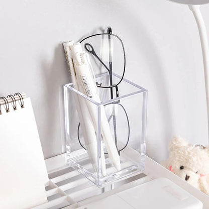 Make Up Organizer Plastic Makeup Brush Pot Storage Acrylic For Cosmetics Holder Desk Cosmetic Storage Container Good Vibrations