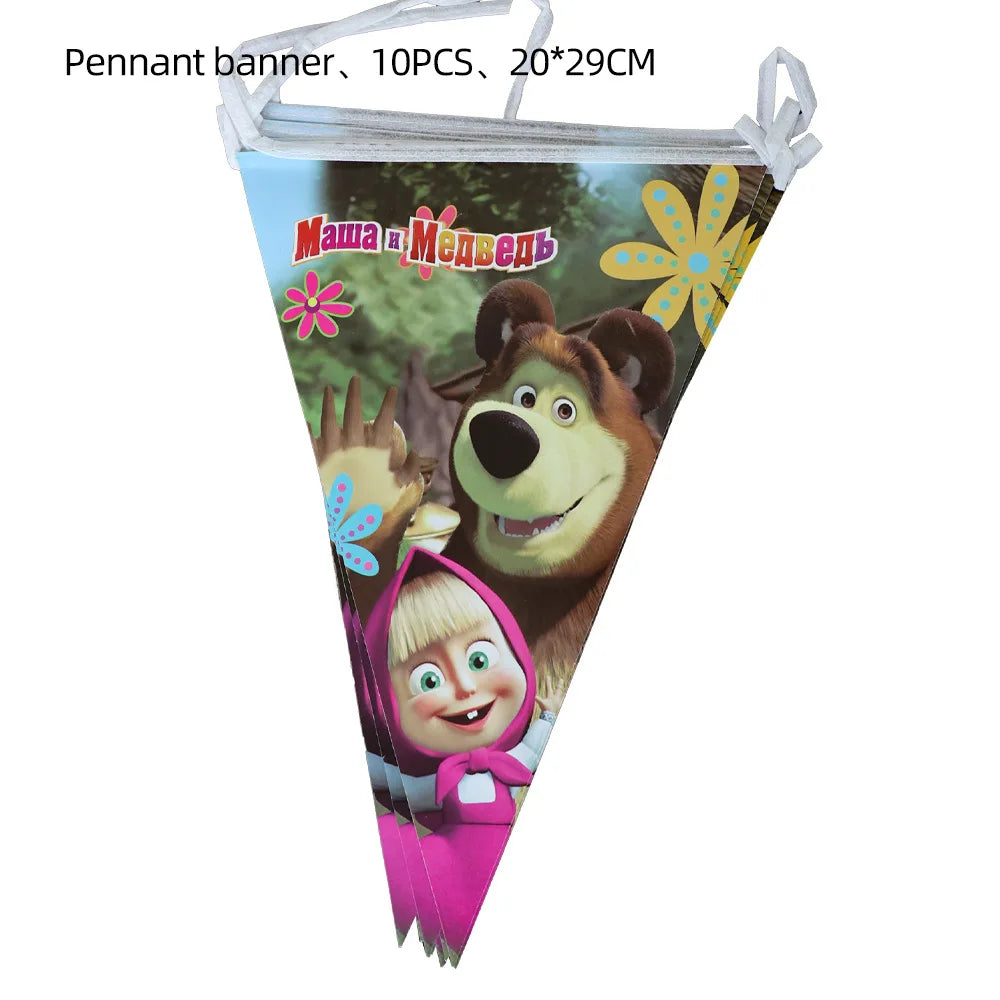 Girl and the Bear Birthday Decorations Disposable Tableware Tablecloth Cup Plate Napkin Balloons Baby Shower kids Party Favors Good Vibrations