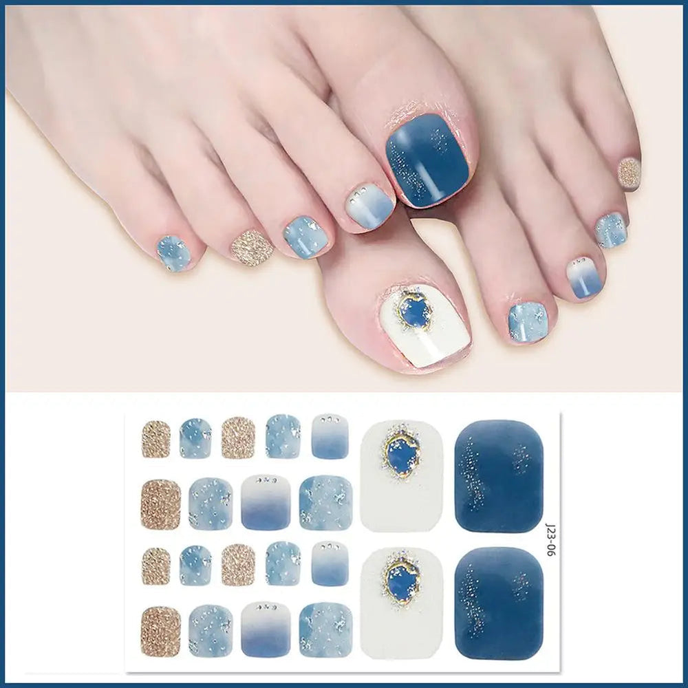 Nail Polish Film Toenail Stickers Solid Color Glitter Toe Nail Art Sticker DIY Waterproof Adhesive Nail Wraps Decals Decors Good Vibrations