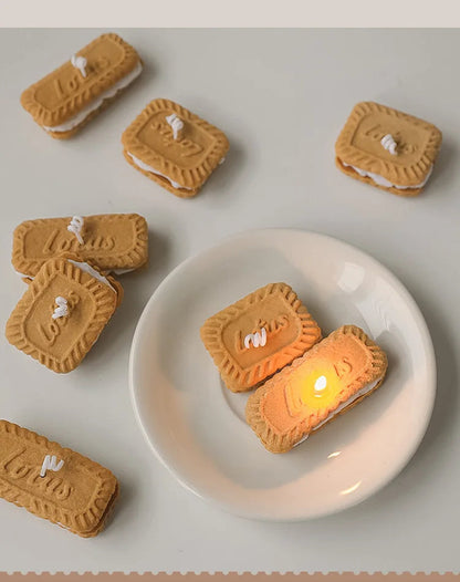 Cute Handmade Biscuit Candle Scented Candle Aromatherapy Soy Wax Candle Wedding Birthday Candles Party Home Decoration Good Vibrations