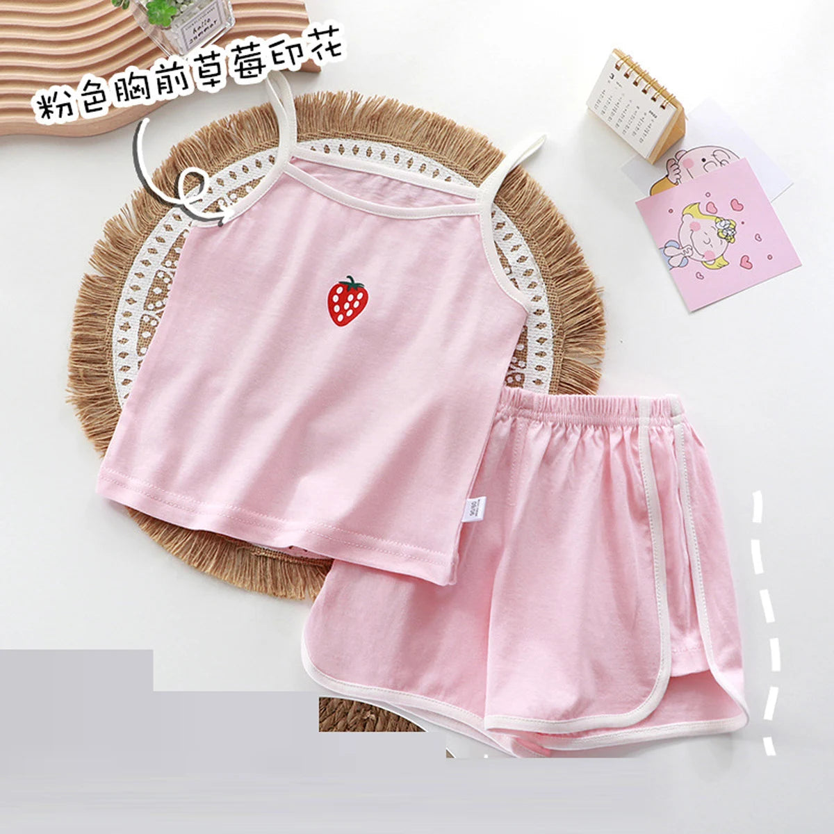 Summer toddler kids girls' clothes baby outfits sets camisole T-shirt top+shorts sports suit for children  girls' clothing sets Good Vibrations