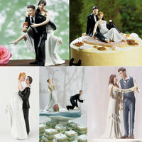 Funny Wedding Cake Toppers Dolls Romantic Bride And Groom Figurines Stand Topper Decoration Supplies Marry Resin Figurine Good Vibrations