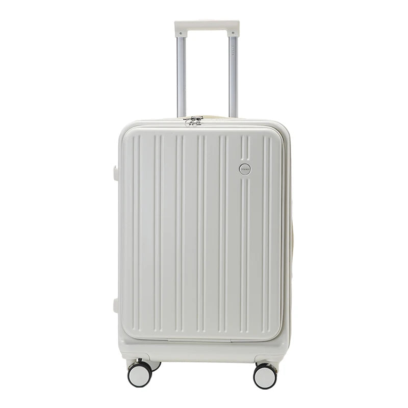 20 Inch Expandable Carry On Luggage With Wheels PC Hard Shell Suitcases Lightweight Front Opening Luggage Travel Suitcase Good Vibrations