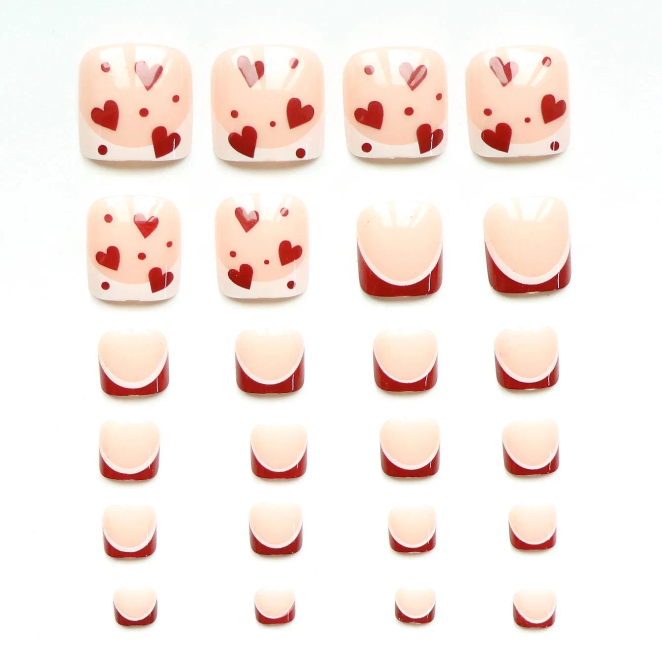 24pcs French Fake Toenails Pink Gradient Full Cover Short Square Toe Nails Foot Nails Tips for Women Girls Good Vibrations