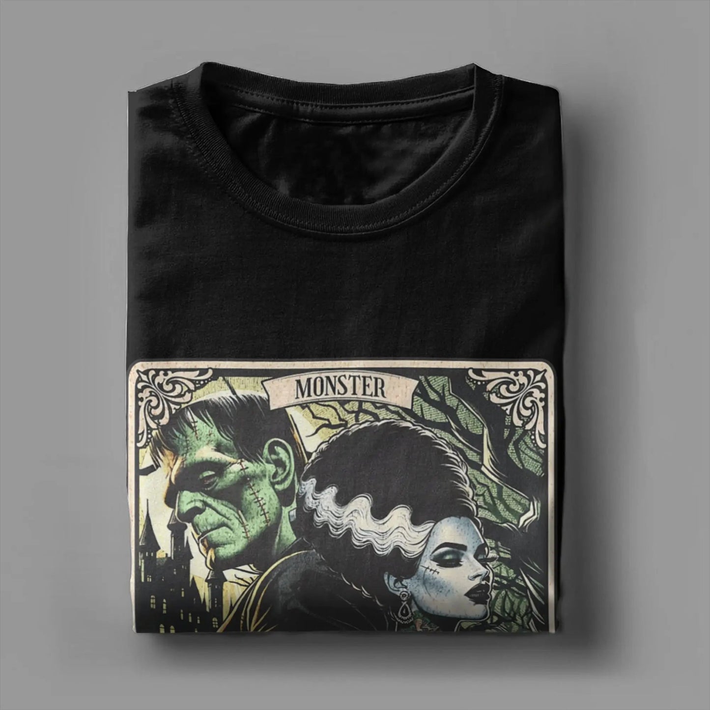 The Monster Frankenstein And Bride Men's T Shirt  Humorous Tees Short Sleeve Crew Neck T-Shirt Pure Cotton Party Clothing Good Vibrations