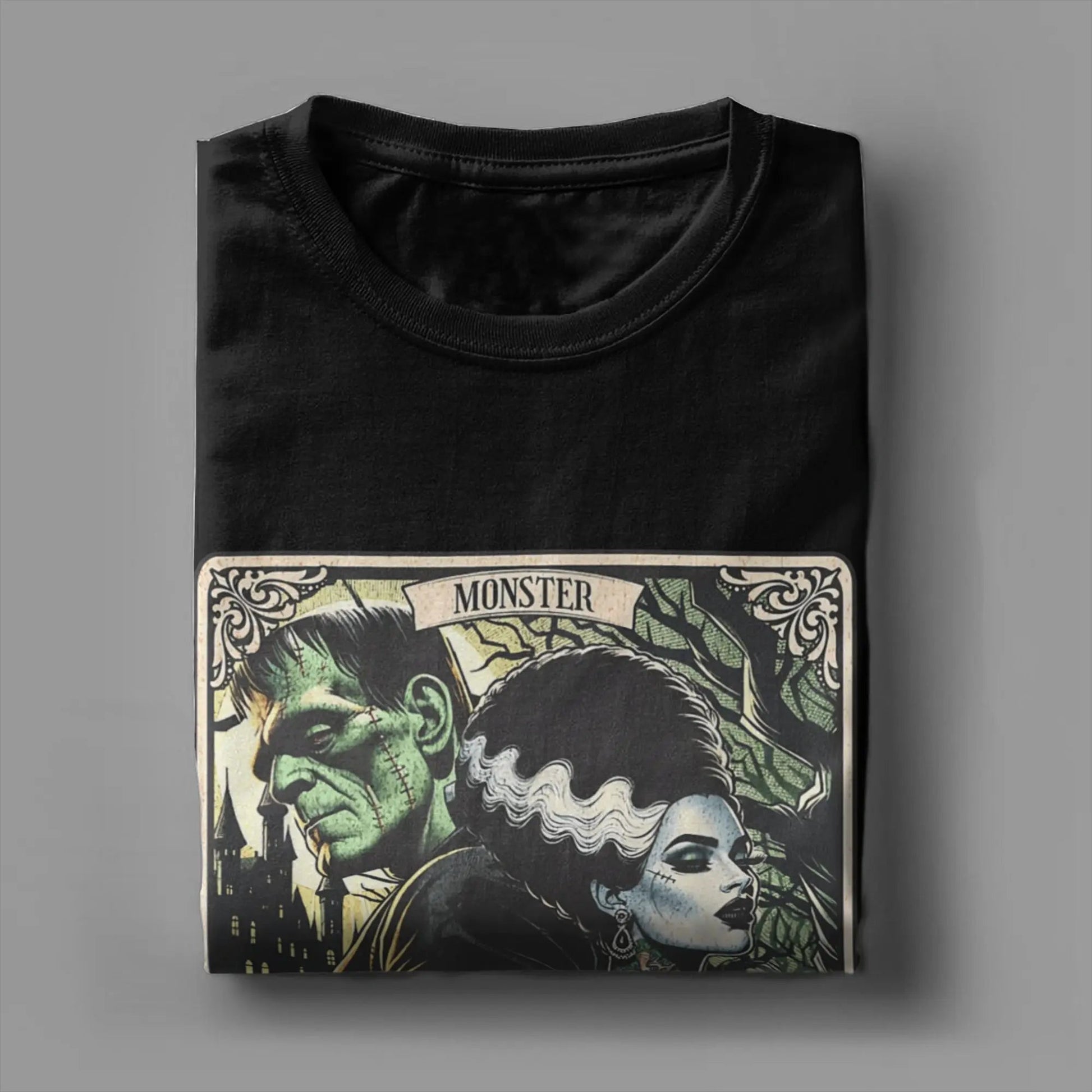 The Monster Frankenstein And Bride Men's T Shirt  Humorous Tees Short Sleeve Crew Neck T-Shirt Pure Cotton Party Clothing Good Vibrations