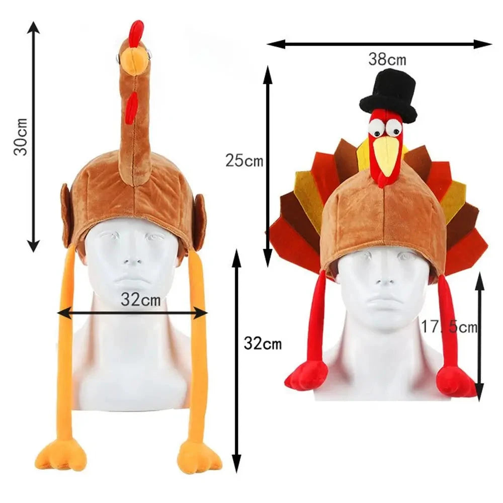 Cute Thanksgiving Turkey Hats Comfortable Soft Plush Turkey Caps Creative Unisex Roleplaying Photo Cap Children Good Vibrations