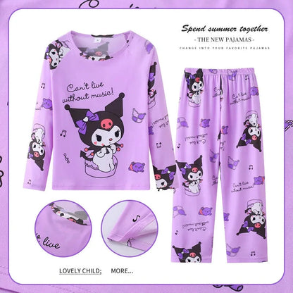 New Pajamas Boys Girls Pajamas Stitch Clothing Sets Kids Long Sleeve +Pant 2 Pieces Children Home Clothing Girl Nightgown Pjs Good Vibrations