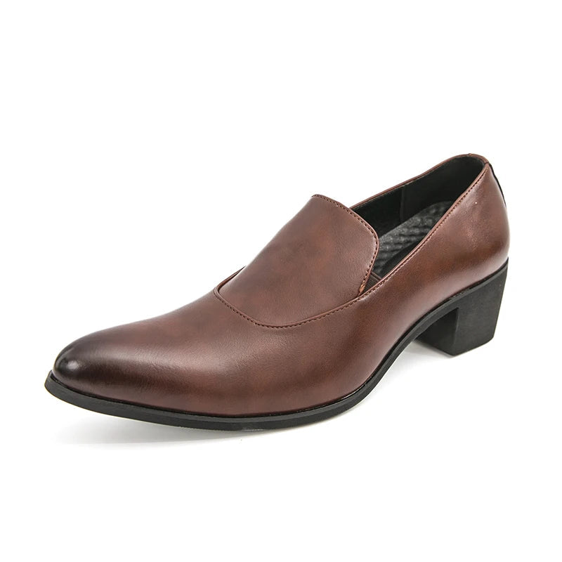 Mens Dress Shoes High Heels 5 Cm Height Luxury Genuine Leather Handmade Wedding Social Formal Shoes Male Oxford Footwear Good Vibrations