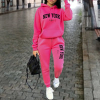 NEW YORK Women's Tracksuit Autumn Winter Hoodies Trousers 2PCS Suit Sports Jogging Street High quality Clothes Women Pants Sets Good Vibrations