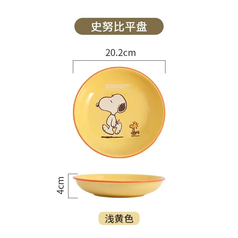 Snoopy cartoon cute ceramic dinner plate creative personalised home kitchen tableware fruit plate anime merchandise holiday gift Good Vibrations